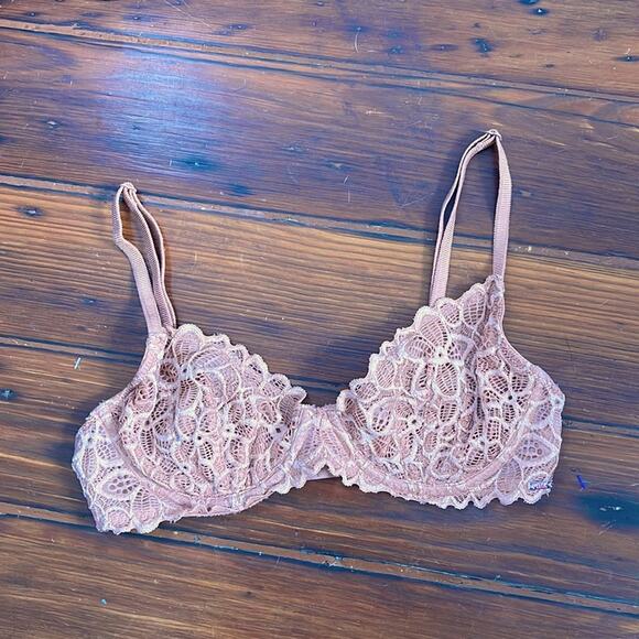 Victoria’s Secret PINK lace unlined underwire bra sz 32D - Picture 1 of 5